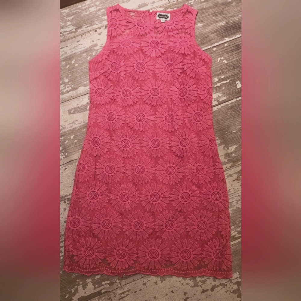 Mudpie embroidered fushia dress xs
